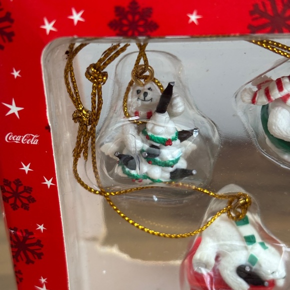 NIB Vintage COCA COLA Trim A Tree Collection Set 5 POLAR BEAR Mini Ornaments NEW - Picture 3 of 15